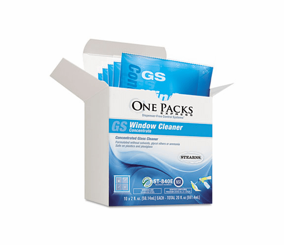 STNST0840EST Window Cleaner Pre-Measured Concentrate, 2 oz. Packets, 10/Box By STEARNS PACKAGING CORPORATION