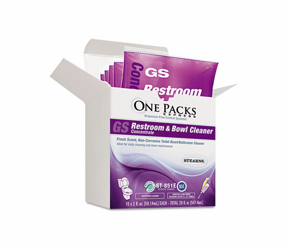 STNST0851EST Restroom & Bowl Cleaner Concentrate, 2 oz. Packets, 10/Box By STEARNS PACKAGING CORPORATION