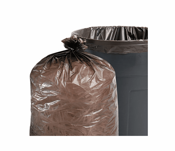 STOT2424B10 Total Recycled Content Trash Bags, 10 gal, 1mil, 24 x 24, Brown, 250/Carton By STOUT