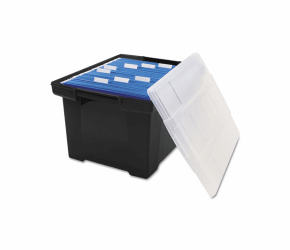 STX61528U01C Plastic File Tote Storage Box, Letter/Legal, Snap-On Lid, Black By STOREX