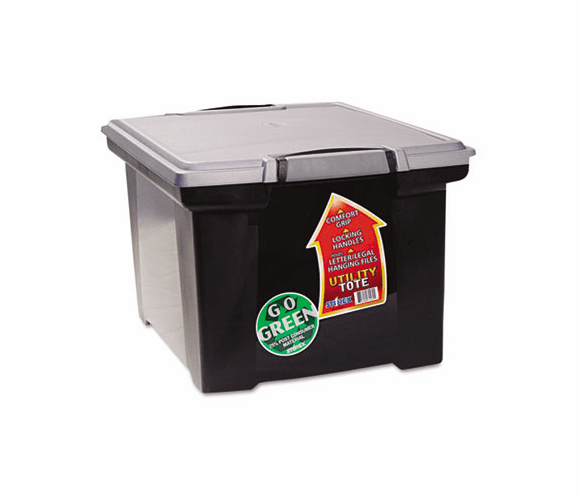 STX61543U01C Portable File Tote w/Locking Handle Storage Box, Letter/Legal, Black By STOREX