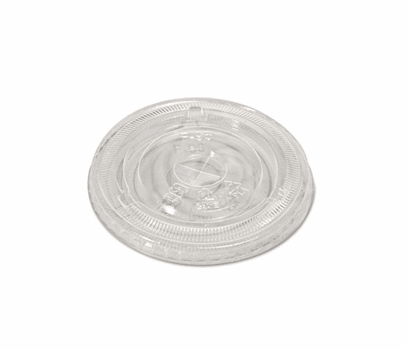 SVAFK09 Compostable Cold Cup Lids, Flat, For 10,12,16 oz Cups, Clear, 100/Pack By SAVANNAH SUPPLIES INC.