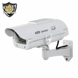 SWDC7SP Dummy Camera in Outdoor Housing W Solar Powered Light By Streetwise Security Products