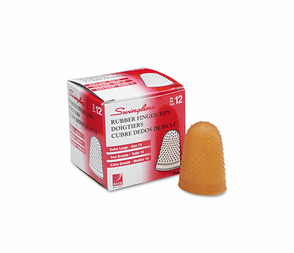 SWI54014 Rubber Finger Tips, Size 14, X-Large, Amber, 12/Pack By ACCO BRANDS, INC.