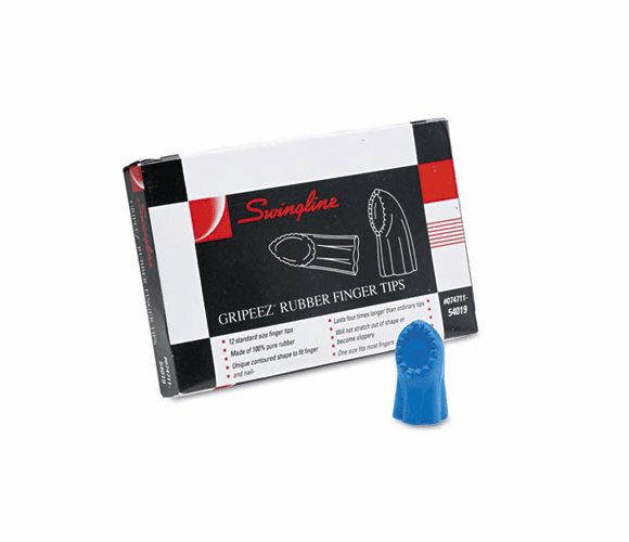 SWI54019 Gripeez Finger Tips, Size 11 1/2, Medium, Blue, 12/Pack By ACCO BRANDS, INC.