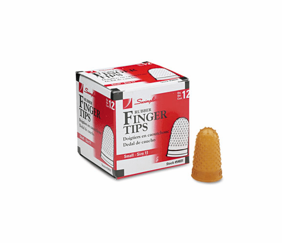 SWI54031 Rubber Finger Tips, Size 11, Small, Amber, 12/Pack By ACCO BRANDS, INC.