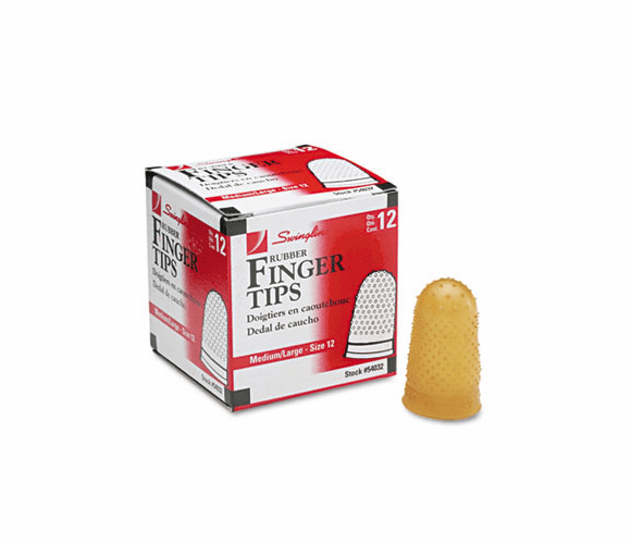 SWI54032 Rubber Finger Tips, Size 12, Medium/Large, Amber, 12/Pack By ACCO BRANDS, INC.