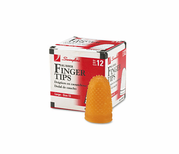 SWI54033 Rubber Finger Tips, Size 13, Large, Amber, 12/Pack By ACCO BRANDS, INC.