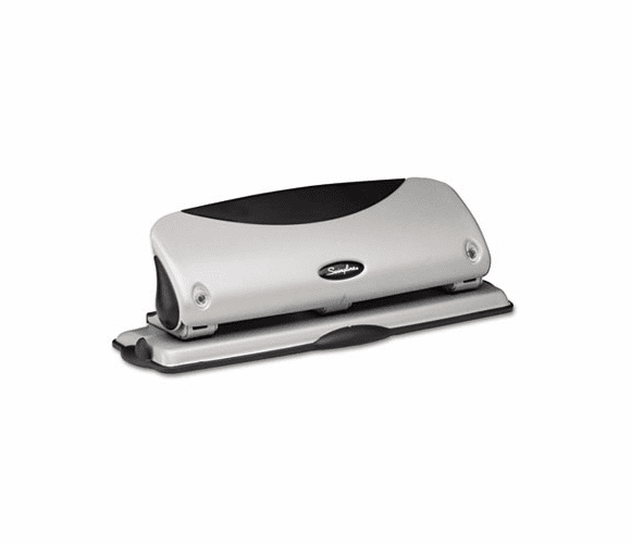 SWI74063 12-Sheet Easy View Desktop Punch, Three Holes, 9/32" Holes, Black/Silver By ACCO BRANDS, INC.