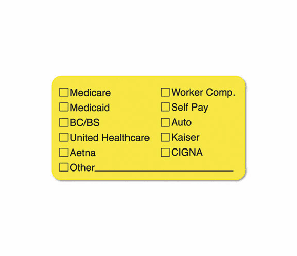 TAB02940 Labels for Insurance List, 1-3/4 x 3-1/4, Yellow, 250/Roll By TABBIES
