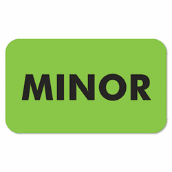 TAB03550 Medical Labels for Minor, 7/8 x 1-1/2, Fluor Green, 250/Roll By TABBIES