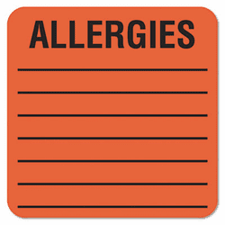 TAB40560 Medical Labels for Allergies, 2 x 2, Orange, 500/Roll By TABBIES