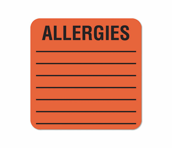 TAB40560 Medical Labels for Allergies, 2 x 2, Orange, 500/Roll By TABBIES