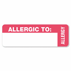 TAB40562 Medical Labels for Allergy Warnings, 1 x 3, White, 175/Roll By TABBIES