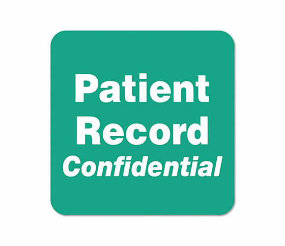 TAB40571 "Patient Record Confidential" Medical Labels, 2 x 2, Green, 500/Roll By TABBIES