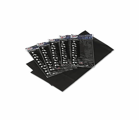 TBL549BK Table Set Rectangular Table Covers, Heavyweight Plastic, 54 x 108, Black, 6/Pack By TABLEMATE PRODUCTS, CO.