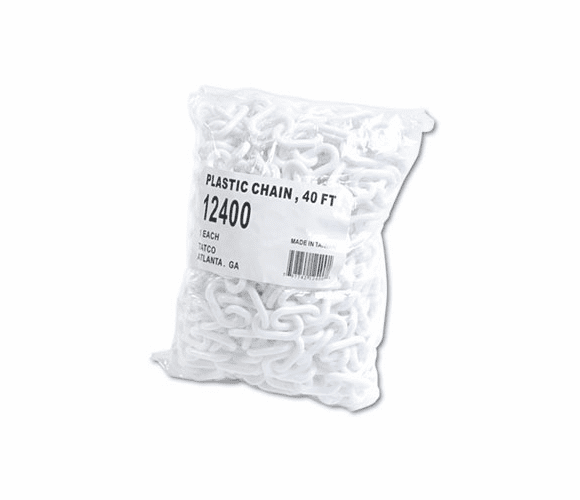 TCO12400 Crowd Control Stanchion Chain, Plastic, 40 ft, White By TATCO