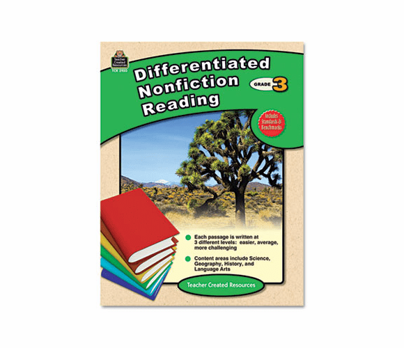 TCR2920 Differentiated Nonfiction Reading, Grade 3, 96 Pages By TEACHER CREATED RESOURCES