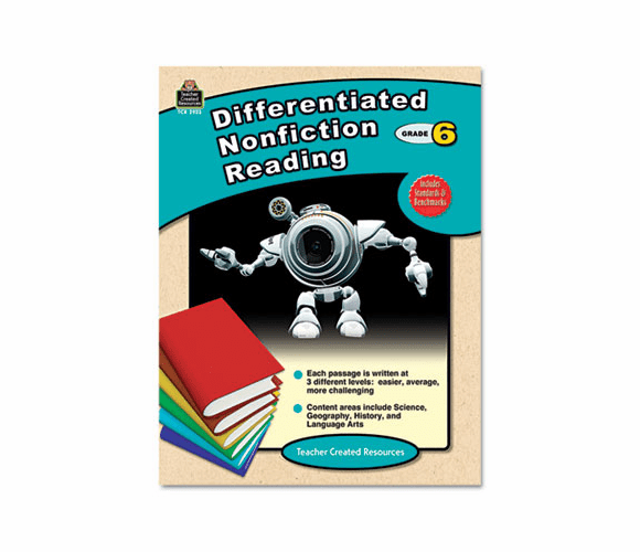 TCR2923 Differentiated Nonfiction Reading, Grade 6, 96 Pages By TEACHER CREATED RESOURCES
