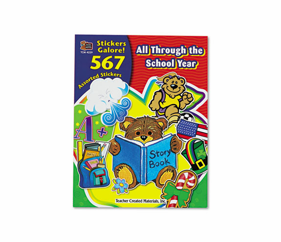 TCR4229 Sticker Book, All Through the School Year, 567/Pack By TEACHER CREATED RESOURCES