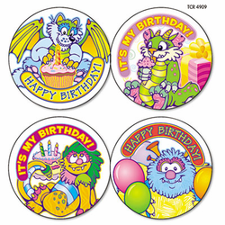 TCR4909 Wear 'Em Badges, Critters Birthday, 32/Pack By TEACHER CREATED RESOURCES
