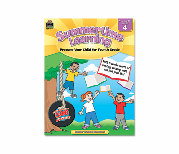 TCR8844 Summertime Learning, Reading, Writing, Math, Grade 4, 112 Pages By TEACHER CREATED RESOURCES