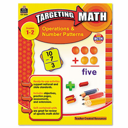 TCR8990 Targeting Math, Operations/Number Patterns, Grades 1-2, 112 Pages By TEACHER CREATED RESOURCES