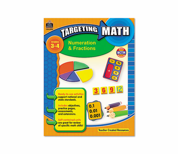 TCR8993 Targeting Math, Numeration and Fractions, Grades 3-4, 112 Pages By TEACHER CREATED RESOURCES