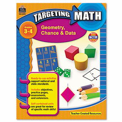 TCR8995 Targeting Math, Geometry, Chance and Data, Grades 3-4, 112 Pages By TEACHER CREATED RESOURCES