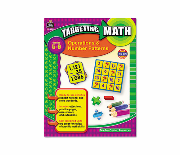 TCR8998 Targeting Math, Operations and Number Patterns, Grades 5-6, 112 Pages By TEACHER CREATED RESOURCES