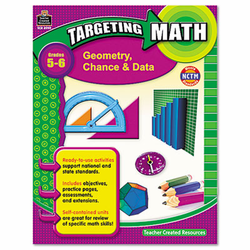 TCR8999 Targeting Math, Geometry, Chance and Data, Grades 5-6, 112 Pages By TEACHER CREATED RESOURCES