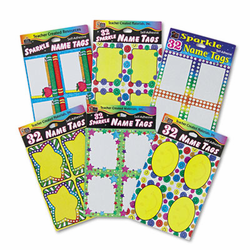 TCR9012 Name Tag Pack, Paper, 2 7/8 x 2 1/4, Sparkle Series, 192/Pack By TEACHER CREATED RESOURCES