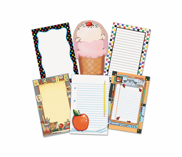TCR9032 Notepad Set, School Theme, 6 50-Sheet Pads/Set By TEACHER CREATED RESOURCES