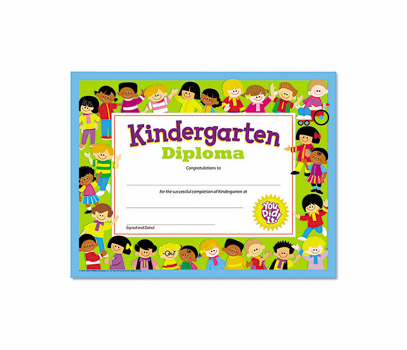 TEPT17005 Colorful Classic Certificates, Kindergarten Diploma, 8 1/2 x 11, 30 per Pack By TREND ENTERPRISES, INC.