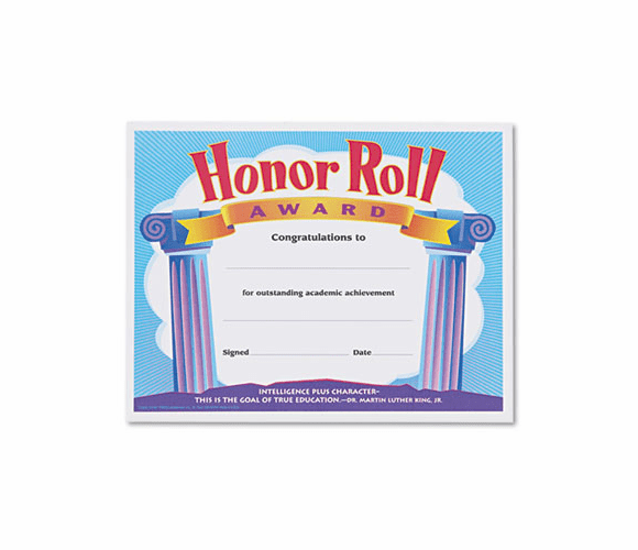 TEPT2959 Honor Roll Award Certificates, 8-1/2 x 11, 30/Pack By TREND ENTERPRISES, INC.