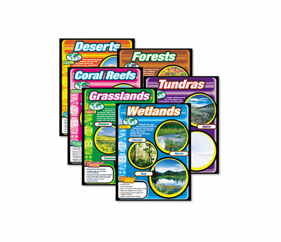 TEPT38931 Learning Chart Combo Pack, Habitats, 17w x 22h, 6/Pack By TREND ENTERPRISES, INC.