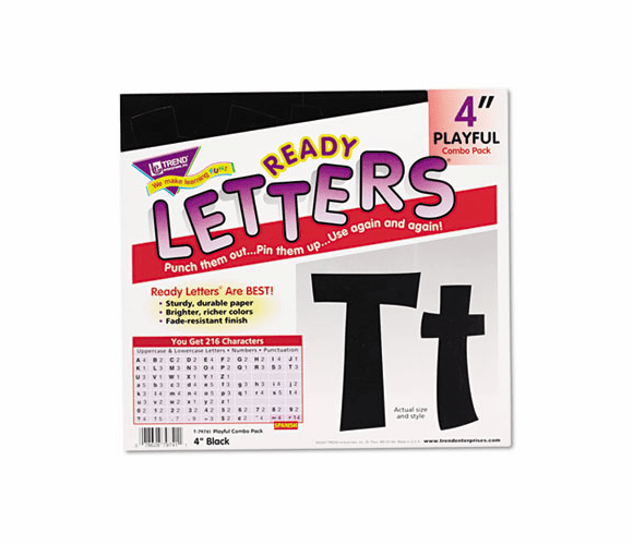 TEPT79741 Ready Letters Playful Combo Set, Black, 4"h, 216/Set By TREND ENTERPRISES, INC.