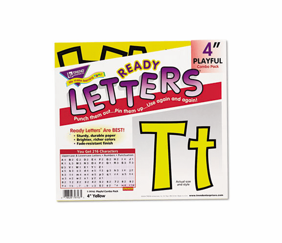 TEPT79743 Ready Letters Playful Combo Set, Yellow, 4"h, 216/Set By TREND ENTERPRISES, INC.