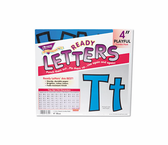 TEPT79744 Ready Letters Playful Combo Set, Blue, 4"h, 216/Set By TREND ENTERPRISES, INC.