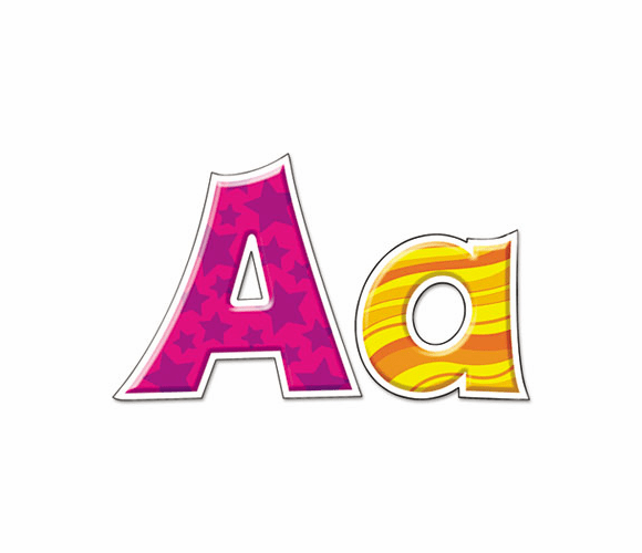 TEPT79801 Furry Friends Patchwork Friendly 4" Ready Letters, Multi-patterned Designs By TREND ENTERPRISES, INC.