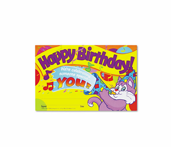 TEPT8100 Recognition Awards, Happy Birthday!, 8-1/2w x 5-1/2h, 30/Pack By TREND ENTERPRISES, INC.