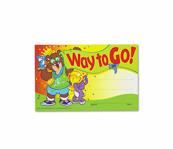 TEPT8104 Recognition Awards, Way to Go!, 8-1/2w x 5-1/2h, 30/Pack By TREND ENTERPRISES, INC.