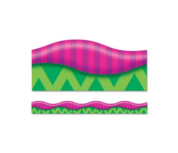 TEPT92341 Terrific Trimmers Bright Border, 2 1/4" x 39" Panels, New Wave Stripes, 12/Pack By TREND ENTERPRISES, INC.