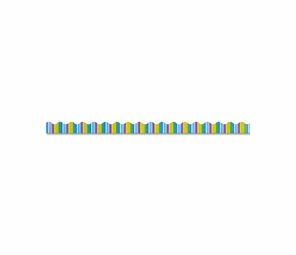 TEPT9889 Terrific Trimmers Bright Border, 2 1/4" x 39" Panels, Cool Stripes, 12/Pack By TREND ENTERPRISES, INC.
