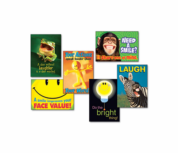 TEPTA67920 Assorted "Attitude and Smiles" Themed Motivational Prints, 13 3/8 x 19, 6/Pack By TREND ENTERPRISES, INC.