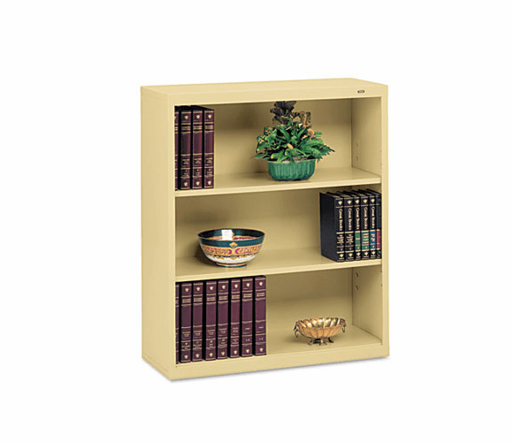 TNNB42SD Metal Bookcase, 3 Shelves, 34-1/2w x 13-1/2d x 40h, Sand By TENNSCO