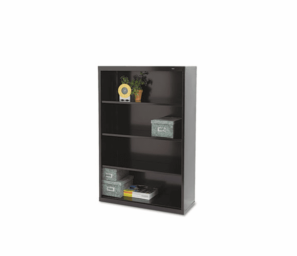 TNNB53BK Metal Bookcase, 4 Shelves, 34-1/2w x 13-1/2d x 52-1/2h, Black By TENNSCO
