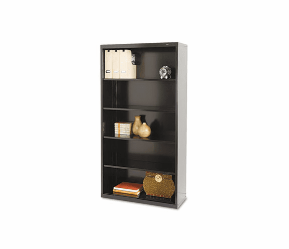 TNNB66BK Metal Bookcase, 5 Shelves, 34-1/2w x 13-1/2d x 66h, Black By TENNSCO