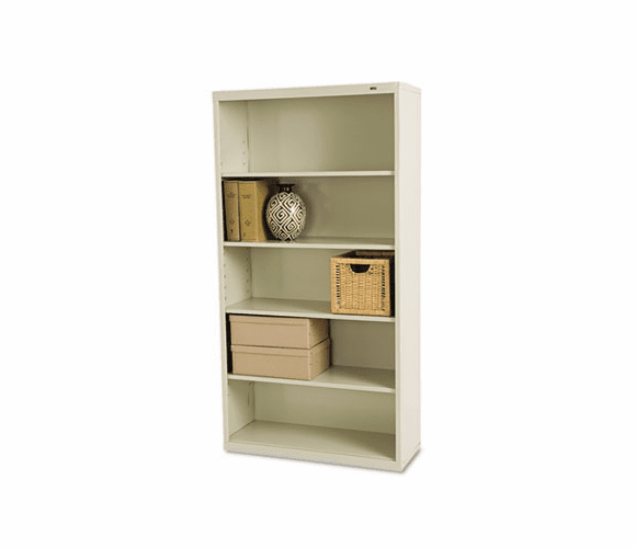 TNNB66PY Metal Bookcase, 5 Shelves, 34-1/2w x 13-1/2d x 66h, Putty By TENNSCO