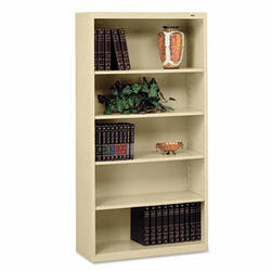 TNNB66SD Metal Bookcase, 5 Shelves, 34-1/2w x 13-1/2d x 66h, Sand By TENNSCO